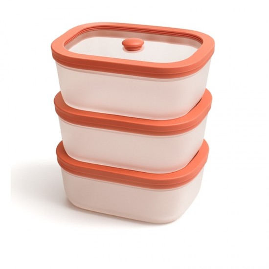 Fresko lot de 3 Boîtes sous vide 0,5L couv. verre trempé - AirBlock- Airblock