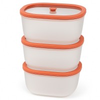 lot de 3 Boîtes sous vide 0,9L Fresko couv. verre trempé - AirBlock