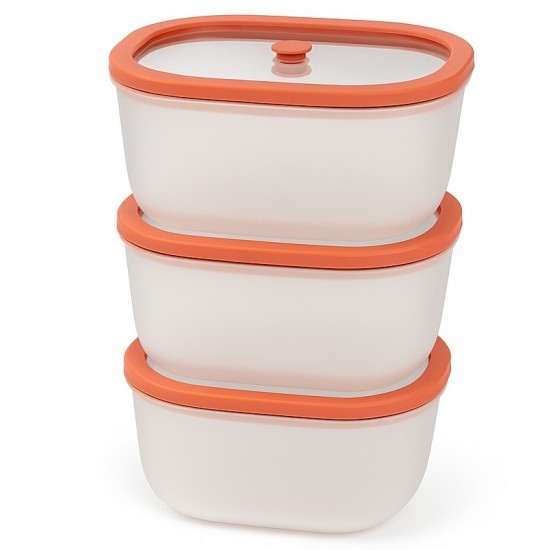Fresko lot de 3 Boîtes sous vide 0,9L couv. verre trempé - AirBlock- Airblock