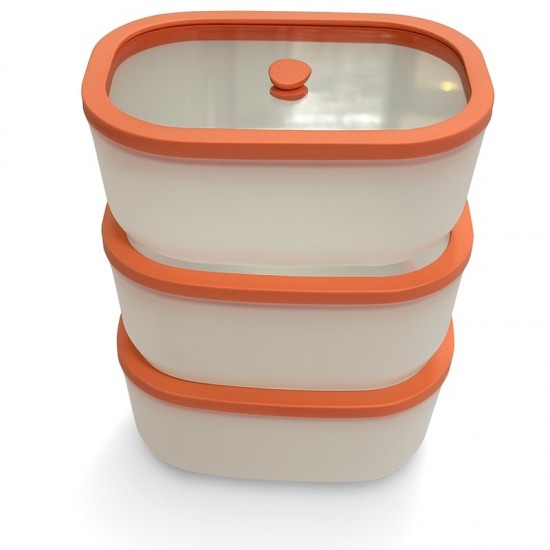 Fresko lot de 3 Boîtes sous vide 1,4L couv. verre trempé - AirBlock- Airblock