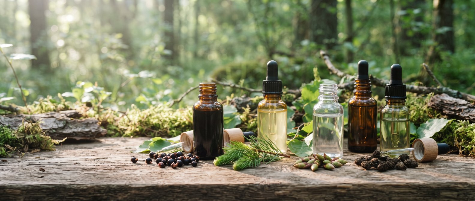 Bourgeons et flacons de macerats glycerines de gemmotherapie